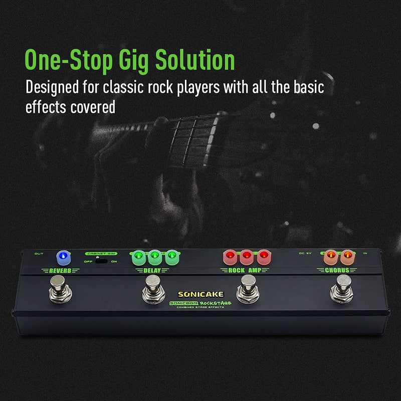 SONICAKE Guitar Multi Effect Pedal Chorus Delay Reverb Distortion Classic Rock Tone Guitar Pedal Rockstage With Cab Sim - Image 2